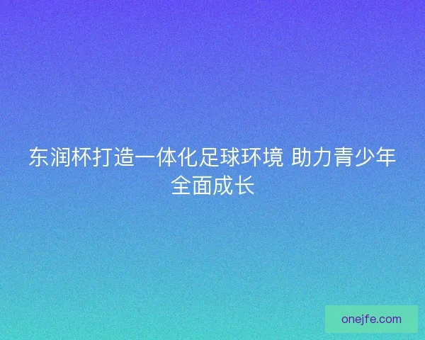 东润杯打造一体化足球环境 助力青少年全面成长